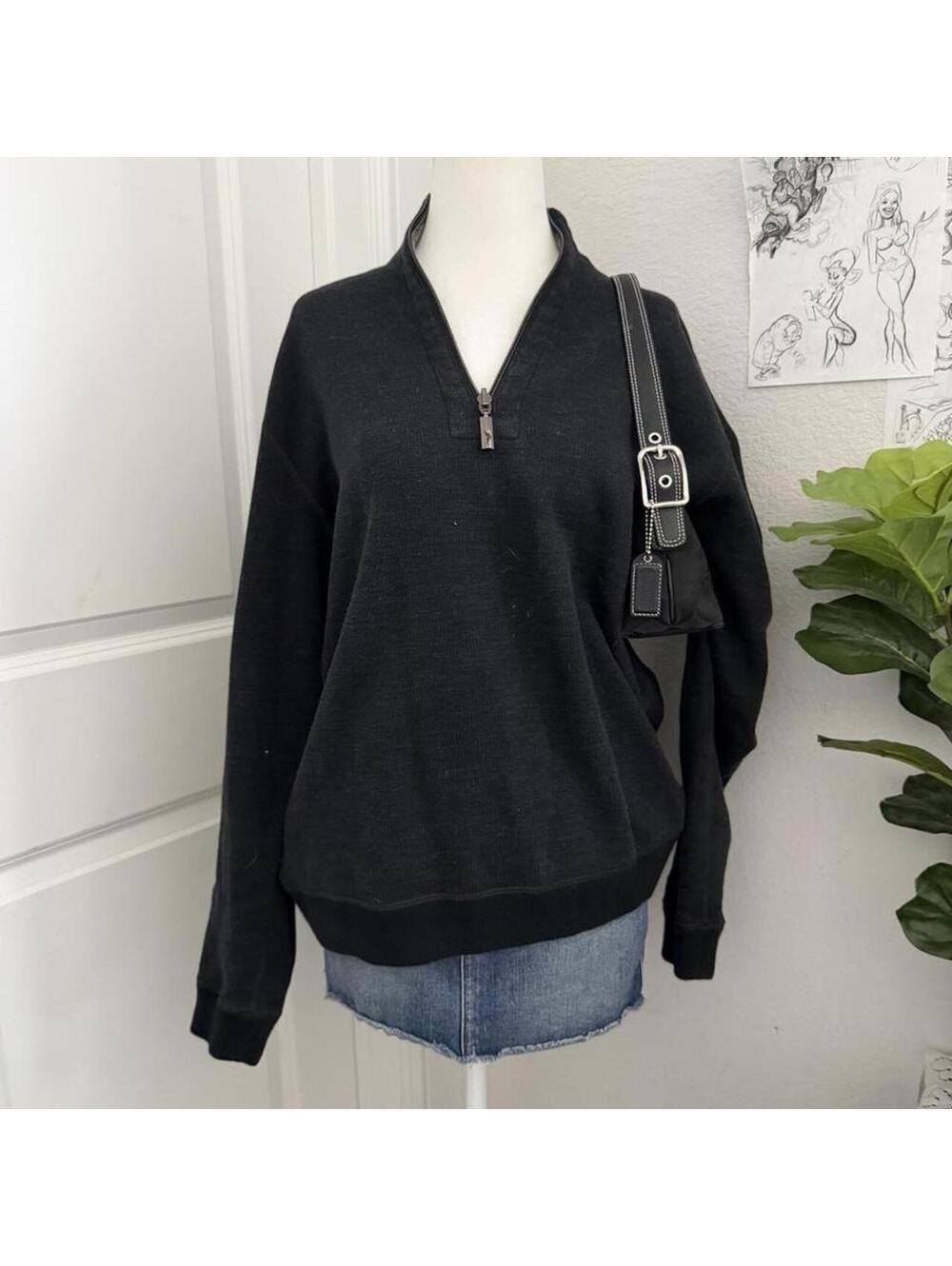 Tommy Bahama black quarter zip sweater